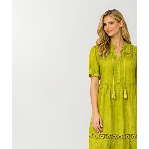 Indigo Rose lime green midi dress L(with imperfections) read description - Picture 2 of 16